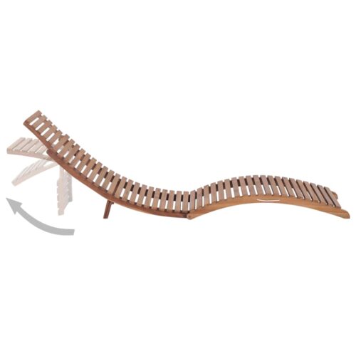 Folding Sun Lounger Solid Teak Wood - Image 4