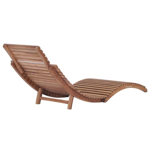 Folding Sun Lounger Solid Teak Wood - Image 5