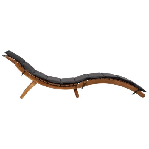 Sun Lounger with Cushion Solid Acacia Wood Dark Grey - Image 2
