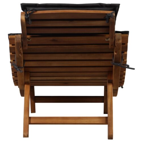 Sun Lounger with Cushion Solid Acacia Wood Dark Grey - Image 4