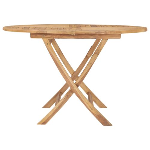 Folding Garden Table Diameter 120cm Solid Teak Wood - Image 3