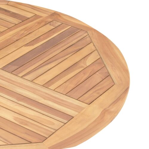 Folding Garden Table Diameter 120cm Solid Teak Wood - Image 8