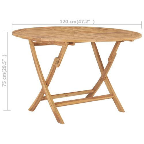 Folding Garden Table Diameter 120cm Solid Teak Wood - Image 9