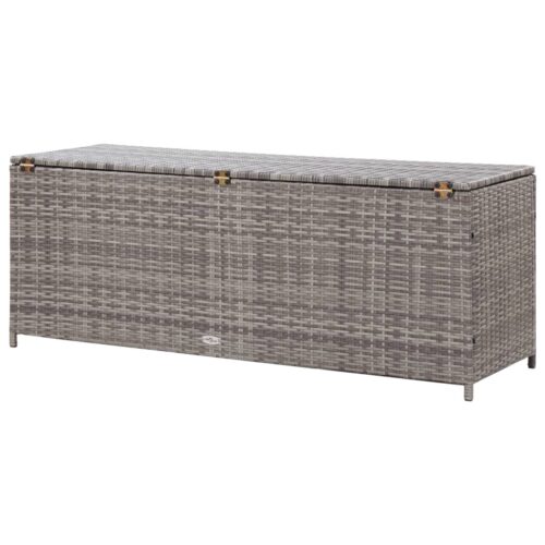 Garden Storage Box Grey 150x50x60cm Poly Rattan - Image 4