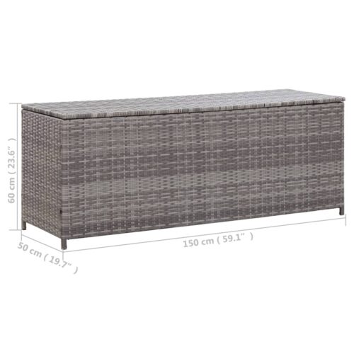 Garden Storage Box Grey 150x50x60cm Poly Rattan - Image 8