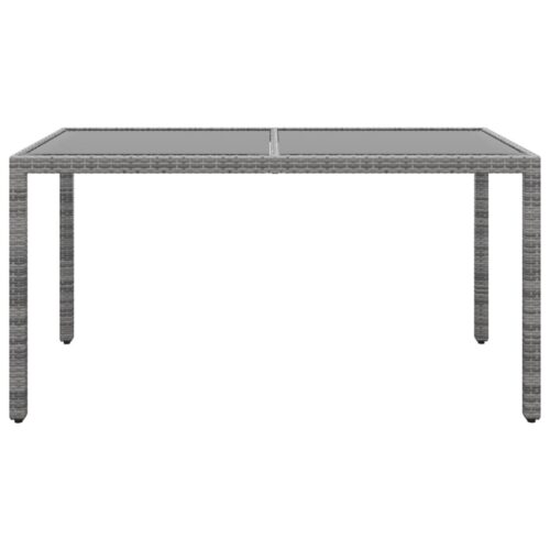 Garden Table 150x90x75cm Tempered Glass Poly Rattan Grey - Image 2