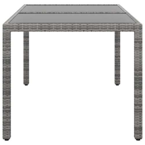 Garden Table 150x90x75cm Tempered Glass Poly Rattan Grey - Image 3