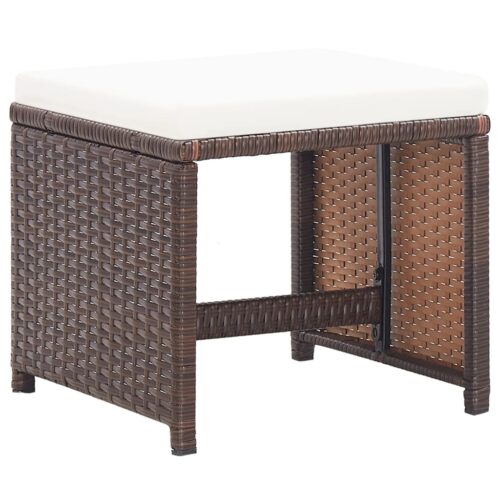 Garden Stools 4pcs with Cushions Poly Rattan Brown - Image 2
