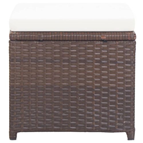 Garden Stools 4pcs with Cushions Poly Rattan Brown - Image 4