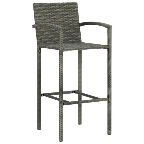 Bar Stools 2pcs Grey Poly Rattan - Image 2