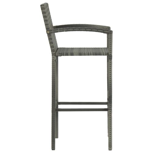 Bar Stools 2pcs Grey Poly Rattan - Image 4
