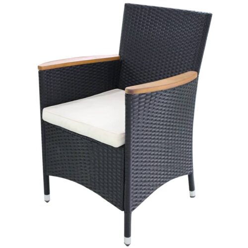 Garden Chairs 2pcs with Cushions Poly Rattan Black - Image 2