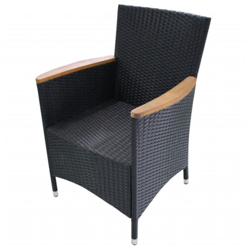 Garden Chairs 2pcs with Cushions Poly Rattan Black - Image 4