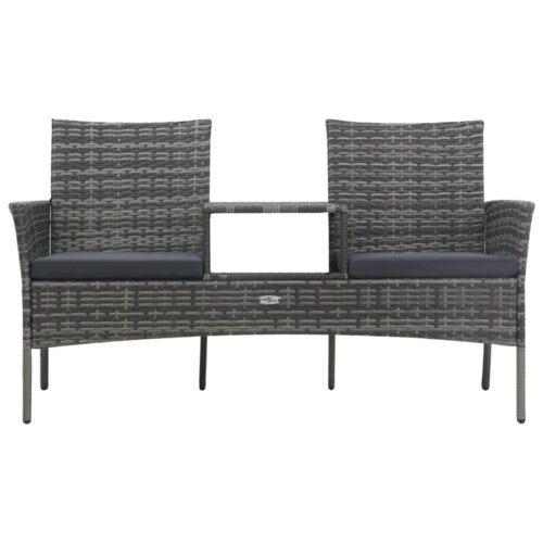 2-Seater Garden Sofa with Tea Table Poly Rattan Anthracite - Image 2