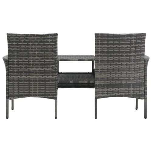 2-Seater Garden Sofa with Tea Table Poly Rattan Anthracite - Image 3