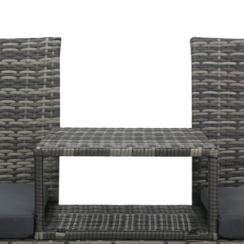 2-Seater Garden Sofa with Tea Table Poly Rattan Anthracite - Image 6
