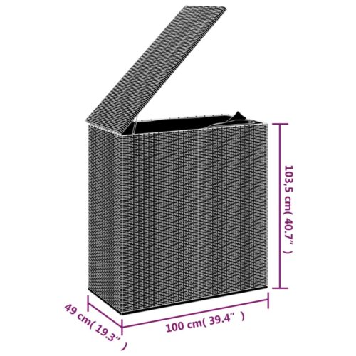 Garden Cushion Box PE Rattan 100x49x103.5cm Grey - Image 5