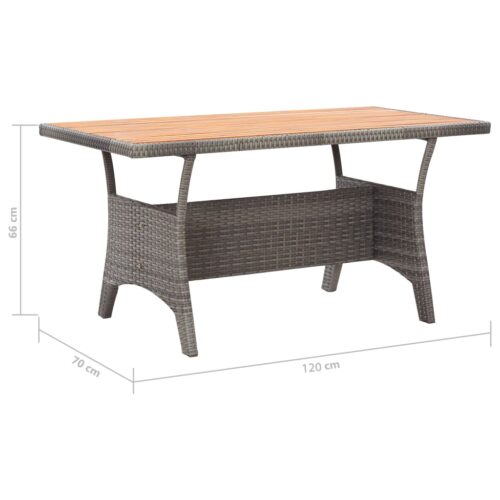 Garden Table Grey 120x70x66cm Solid Acacia Wood - Image 6