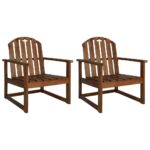Garden Sofa Chairs 2pcs Solid Acacia Wood