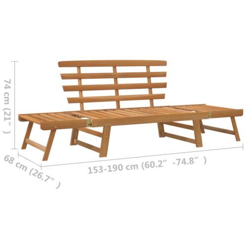 Garden Bench 2-in-1 190cm Solid Acacia Wood - Image 9