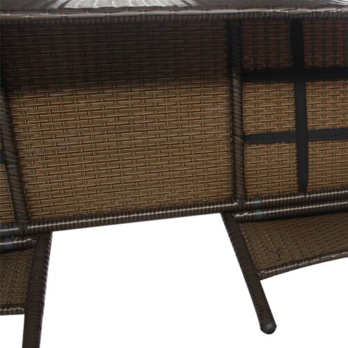 2-Seater Garden Sofa with Tea Table Poly Rattan Brown - Image 4