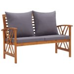 Garden Bench with Cushions 119cm Solid Acacia Wood