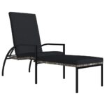 Outdoor Sun Lounger Garden Patio Pool Footrest Lounge Chair Wicker Rattan Grey