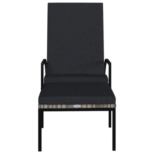 Outdoor Sun Lounger Garden Patio Pool Footrest Lounge Chair Wicker Rattan Grey - Image 3