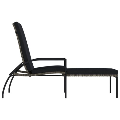 Outdoor Sun Lounger Garden Patio Pool Footrest Lounge Chair Wicker Rattan Grey - Image 4