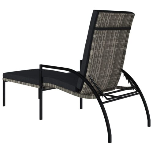 Outdoor Sun Lounger Garden Patio Pool Footrest Lounge Chair Wicker Rattan Grey - Image 5