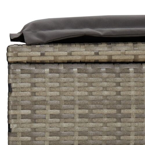 Sunbed with Foldable Roof Grey 213x63x97cm Poly Rattan - Image 10
