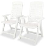 Reclining Garden Chairs 2pcs Plastic White