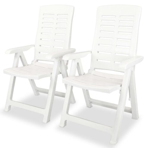 Reclining Garden Chairs 2pcs Plastic White