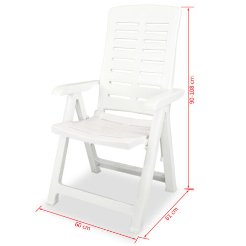 Reclining Garden Chairs 2pcs Plastic White - Image 8