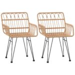 Garden Chairs 2pcs with Armrest 56x64x80cm PE Rattan