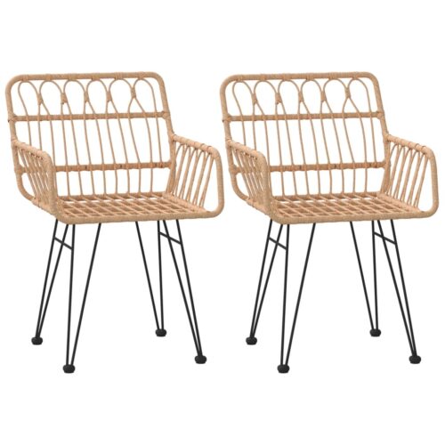 Garden Chairs 2pcs with Armrest 56x64x80cm PE Rattan