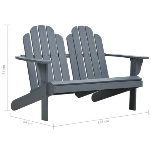 Double Adirondack Chair Wood Grey - Image 7