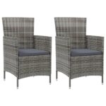 Garden Chairs with Cushions 2pcs Poly Rattan Grey