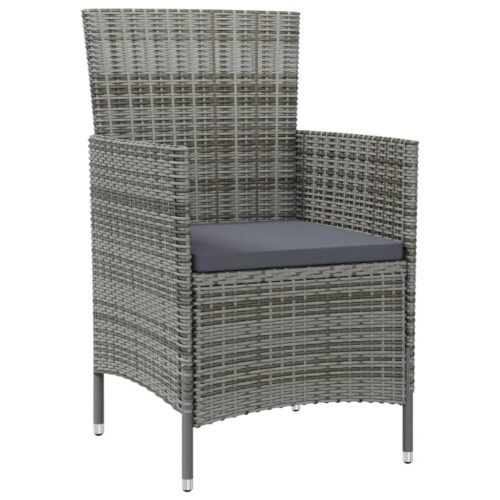 Garden Chairs with Cushions 2pcs Poly Rattan Grey - Image 2
