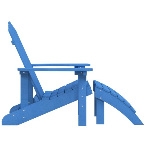 Garden Adirondack Chair with Footstool HDPE Aqua Blue - Image 4