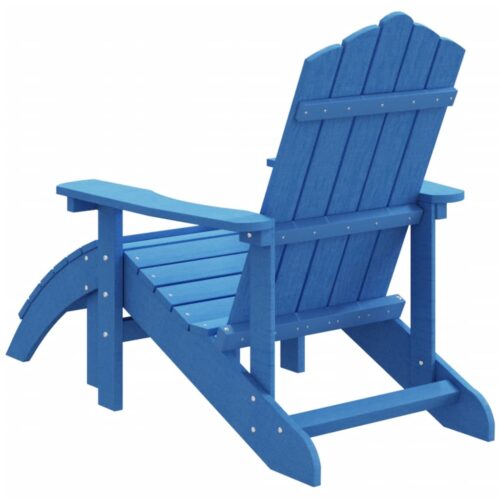 Garden Adirondack Chair with Footstool HDPE Aqua Blue - Image 5