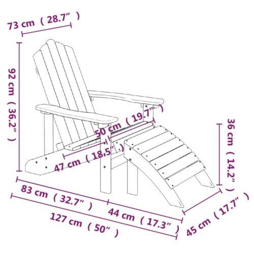 Garden Adirondack Chair with Footstool HDPE Aqua Blue - Image 7