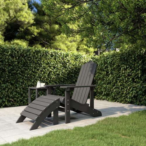 Garden Adirondack Chair with Footstool HDPE Anthracite - Image 8