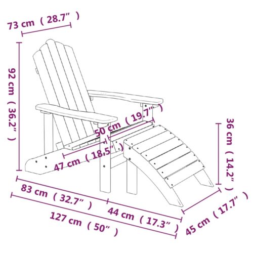 Garden Adirondack Chair with Footstool HDPE Anthracite - Image 7
