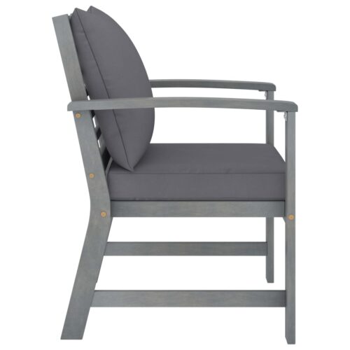 Garden Chairs 2pcs with Dark Grey Cushions Solid Acacia Wood - Image 3