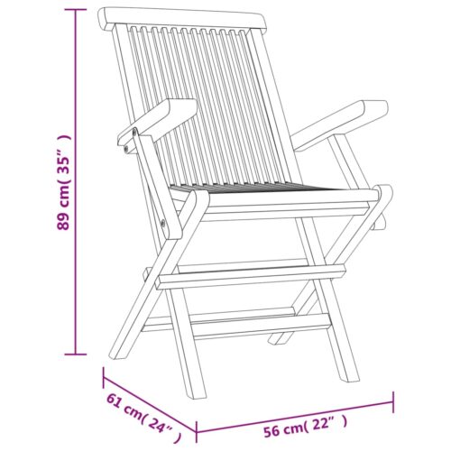 Folding Garden Chairs 2pcs Grey 56x61x89cm Solid Wood Teak - Image 8
