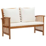 Garden Bench with Cushions 119cm Solid Acacia Wood