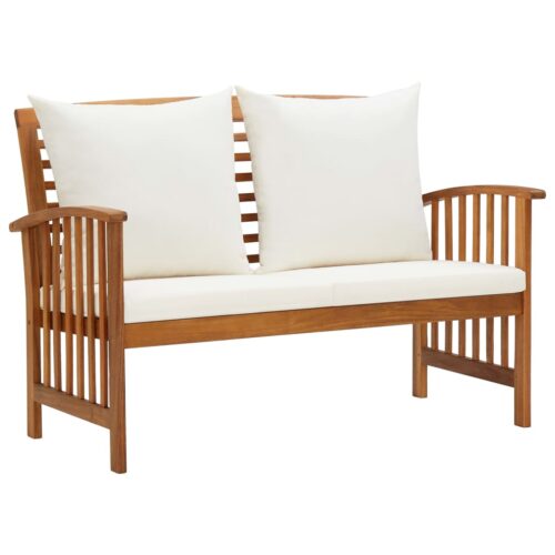 Garden Bench with Cushions 119cm Solid Acacia Wood