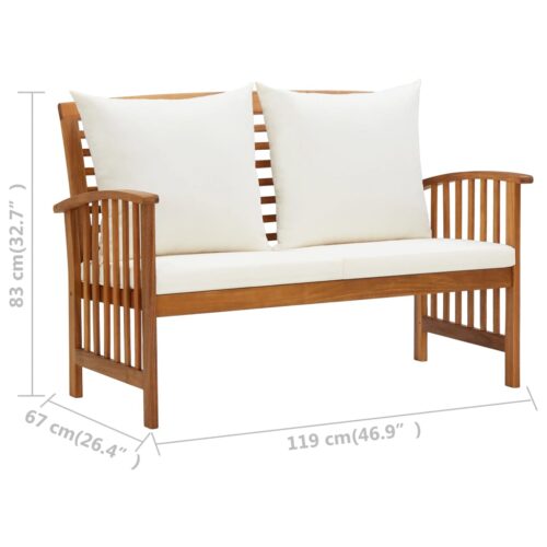 Garden Bench with Cushions 119cm Solid Acacia Wood - Image 7