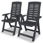 Reclining Garden Chairs 2pcs Plastic Anthracite